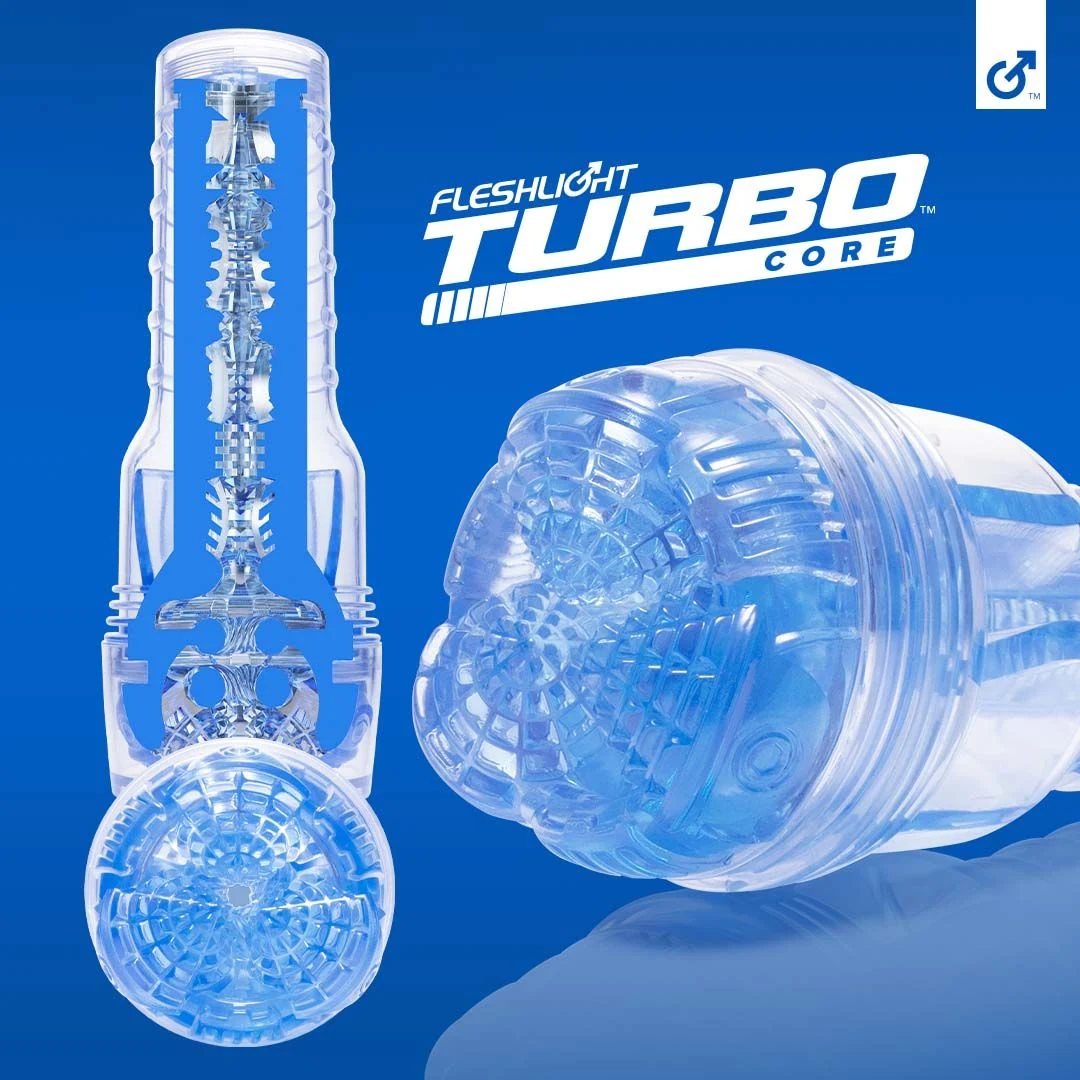 Fleshlight Turbo Core Ice transparant blauw ontwerp