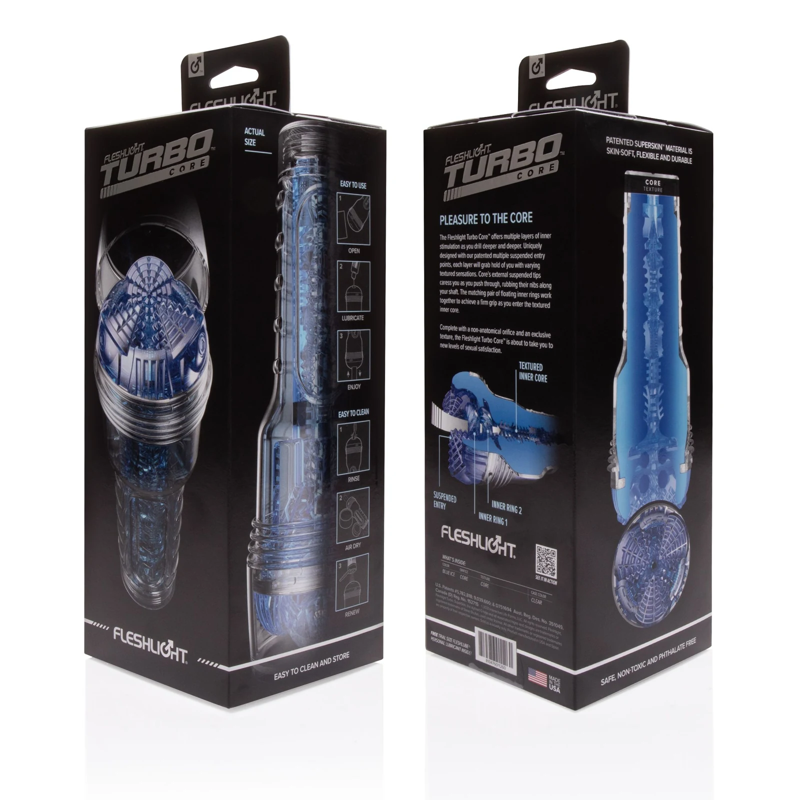 Fleshlight Turbo Core Ice sleeve van TPE voor penisstimulatie