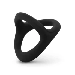 Zwarte flexibele siliconen cockring voor penis en balzak van Easytoys Men Only