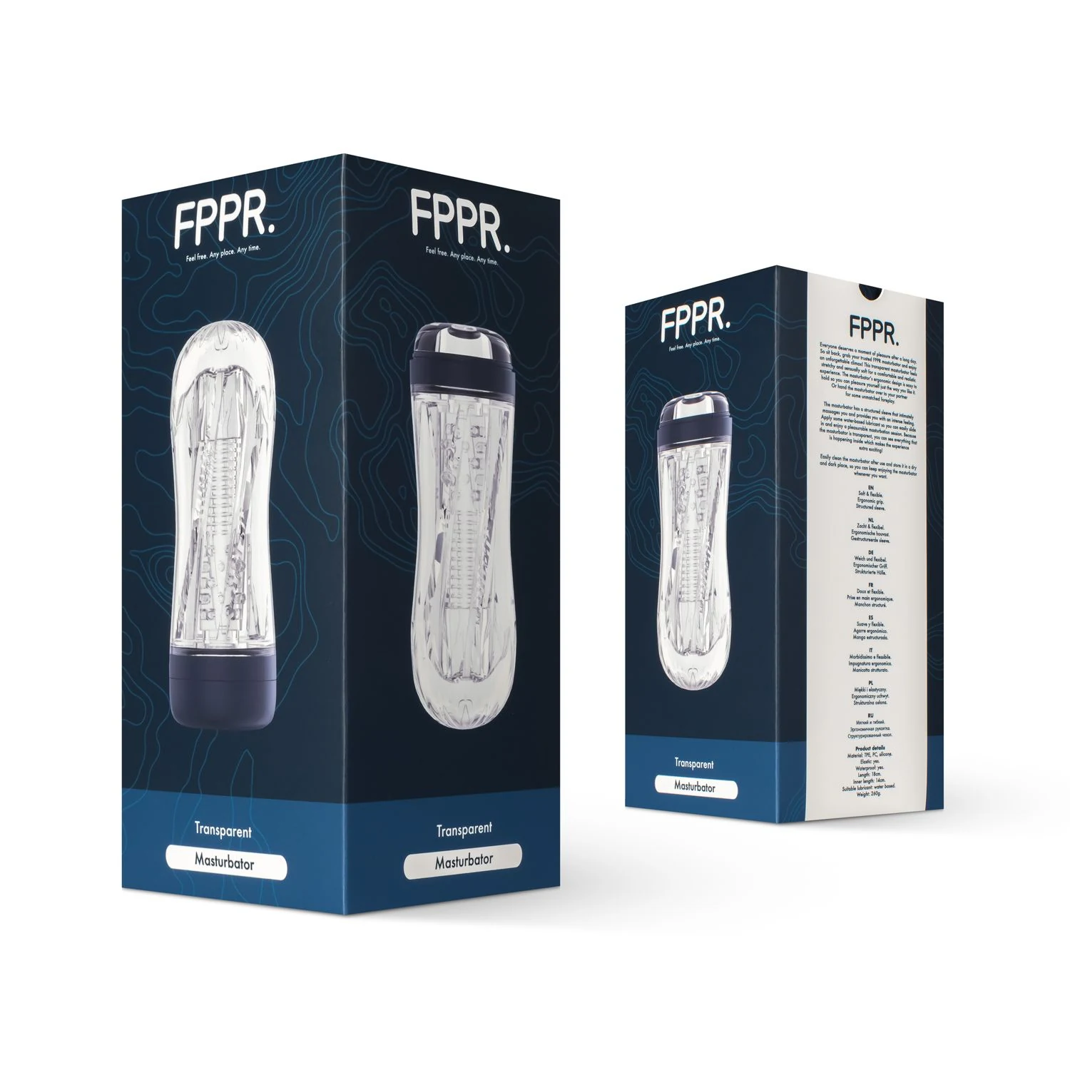 Transparante masturbator van FPPR. met neutrale opening