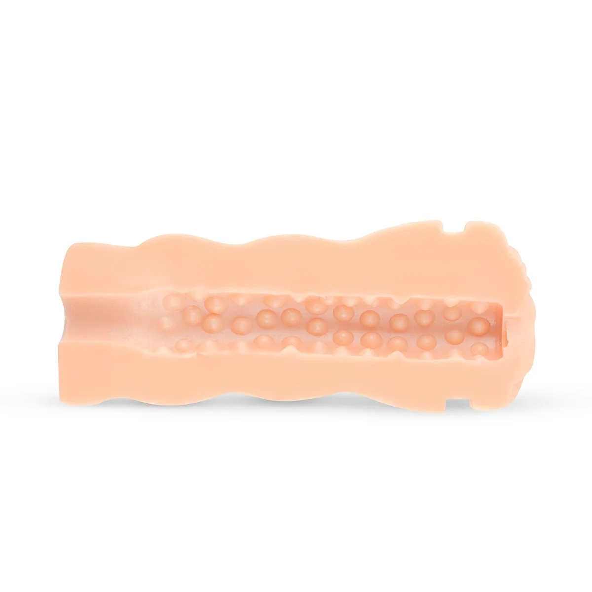Mokka vagina masturbator met rekbare sleeve van rubber, TPE en TPE-S