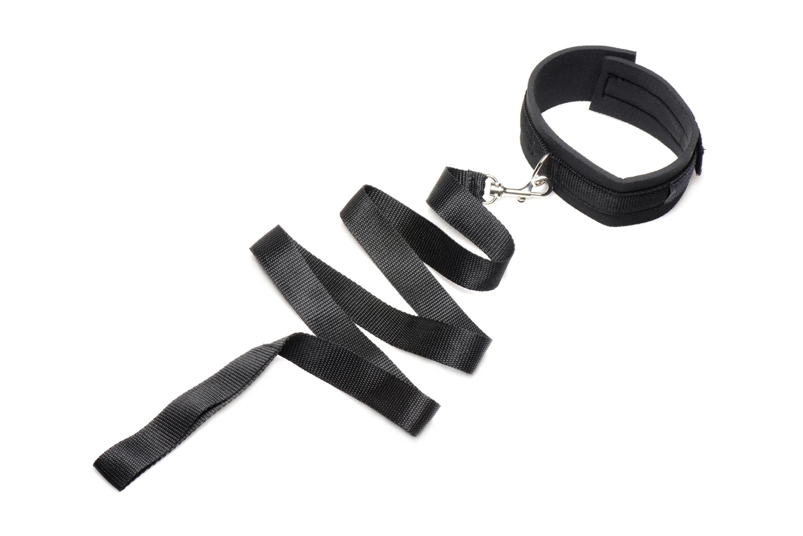 Riem en halsband set zwart met los te koppelen riem