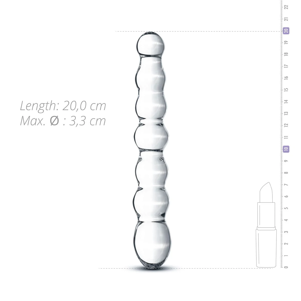 Gildo bolvormige glazen dildo met lengte van 200 mm