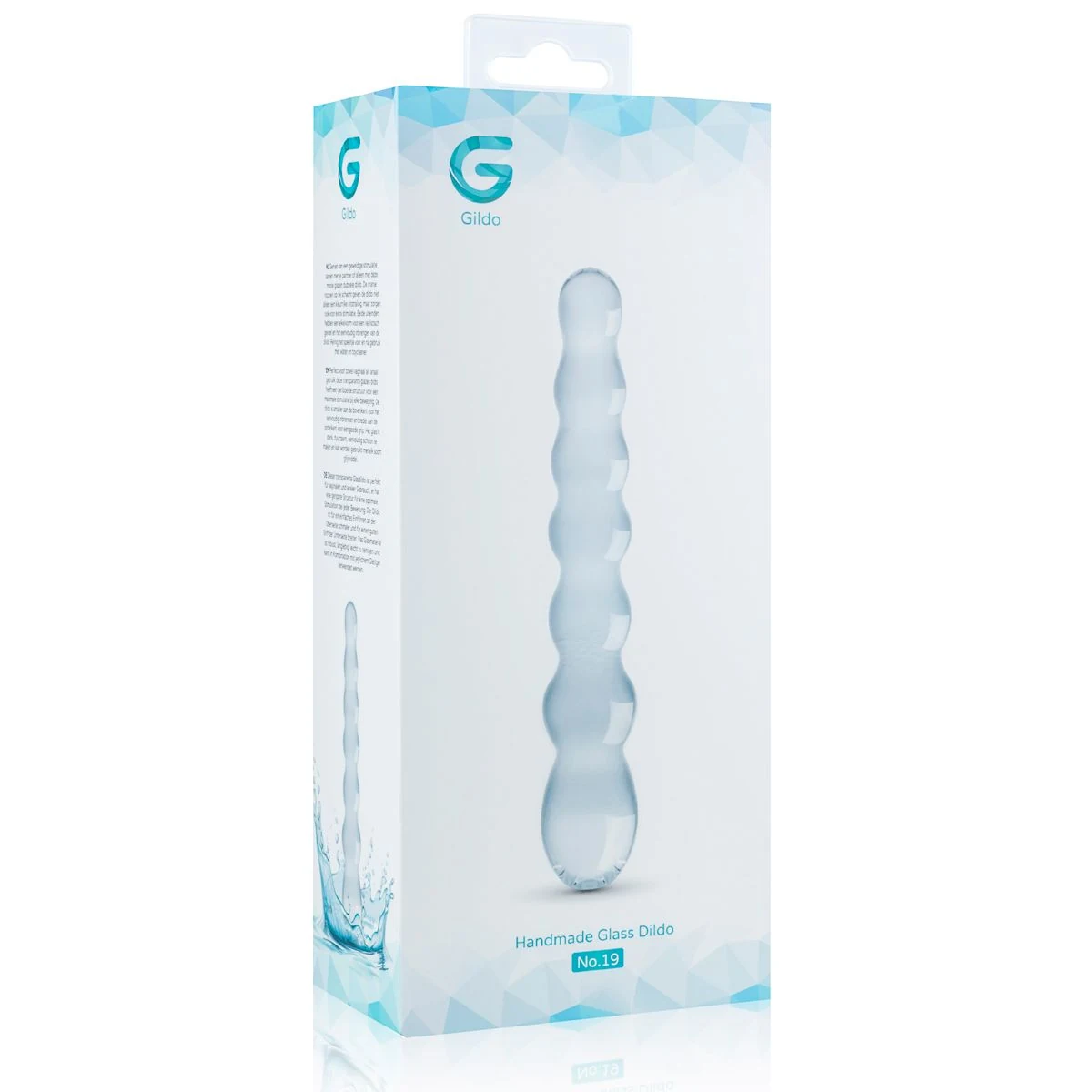 Transparante glazen dildo met maximale diameter van 33 mm