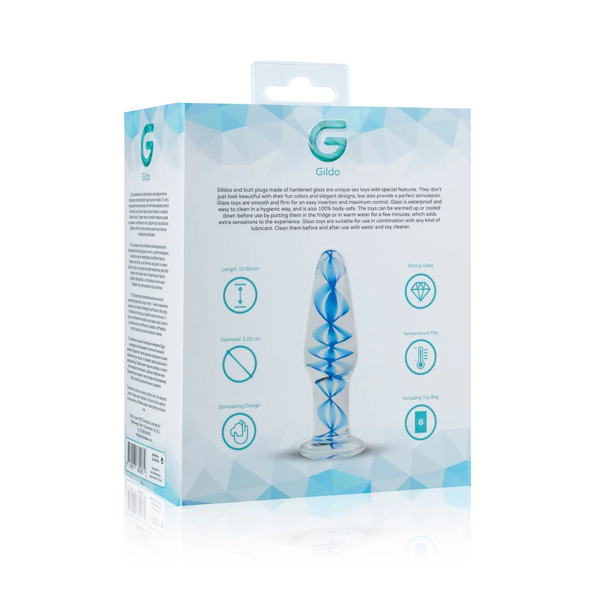 Waterproof Gildo glazen buttplug van 105 mm lengte