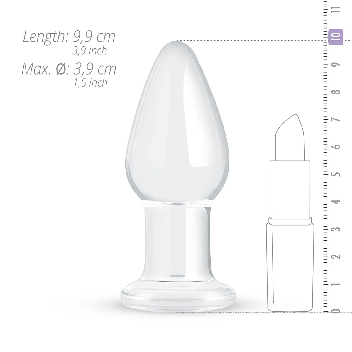 Gildo glazen buttplug No. 24 met maximale diameter 39 mm en lengte 94 mm
