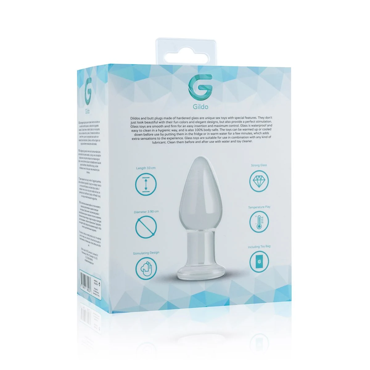 Middelgrote glazen buttplug Gildo No. 24 voor stimulatiedoel anus