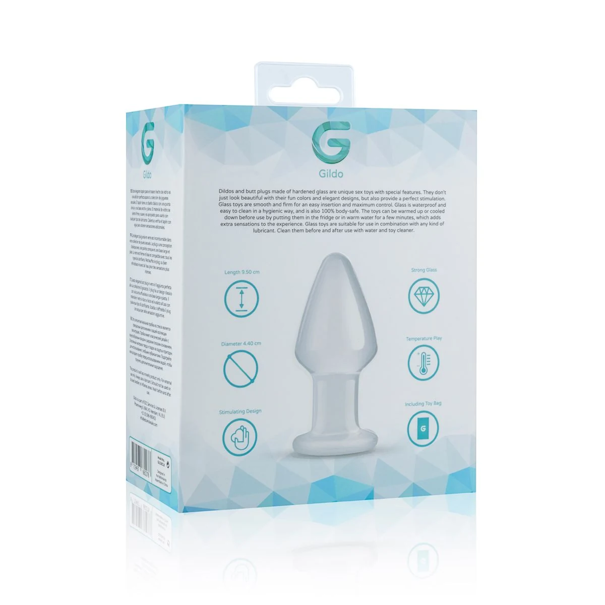 Transparante Gildo buttplug van glas met invoerdiepte 80 mm