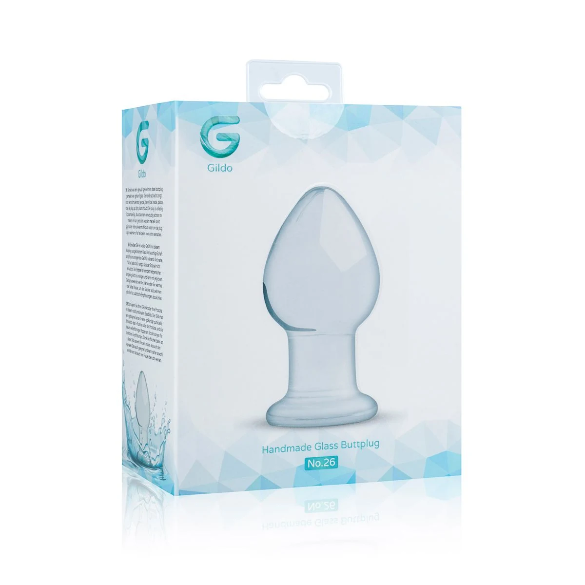 Glazen buttplug van 90 mm met invoerdiepte van 70 mm