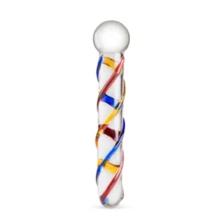 Gildo glazen dildo No. 10 van 18 cm in transparant gehard glas met gekleurde strepen