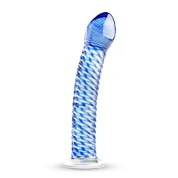 Gildo glazen G-spot prostaatdildo No. 5 van 18 cm met blauwe details
