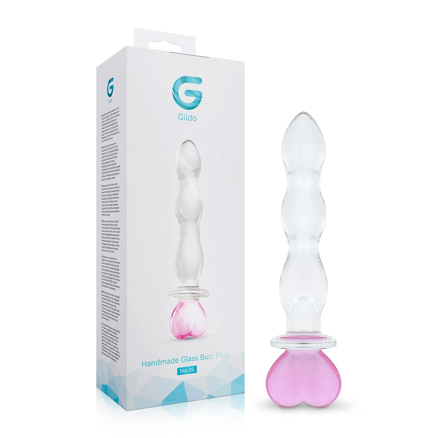 Gildo glazen dildo hartvorm met kralenstructuur en glad glas