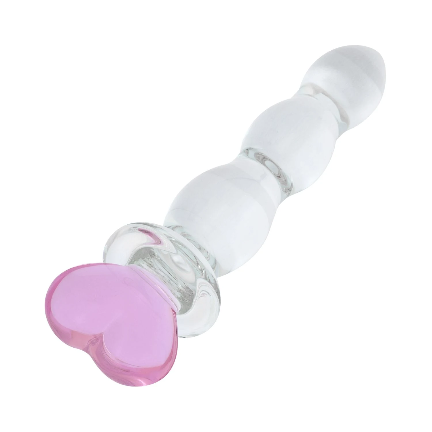 Roze glazen dildo hartvorm voor vaginaal en anaal gebruik