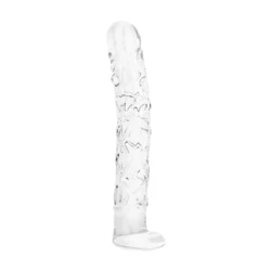Gildo No. 36 transparante glazen dildo met ribbels en nopjes, lengte 19 cm