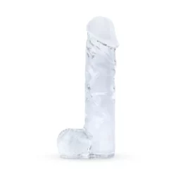 Gildo realistische glazen dildo 18 cm transparant met geaderde schacht