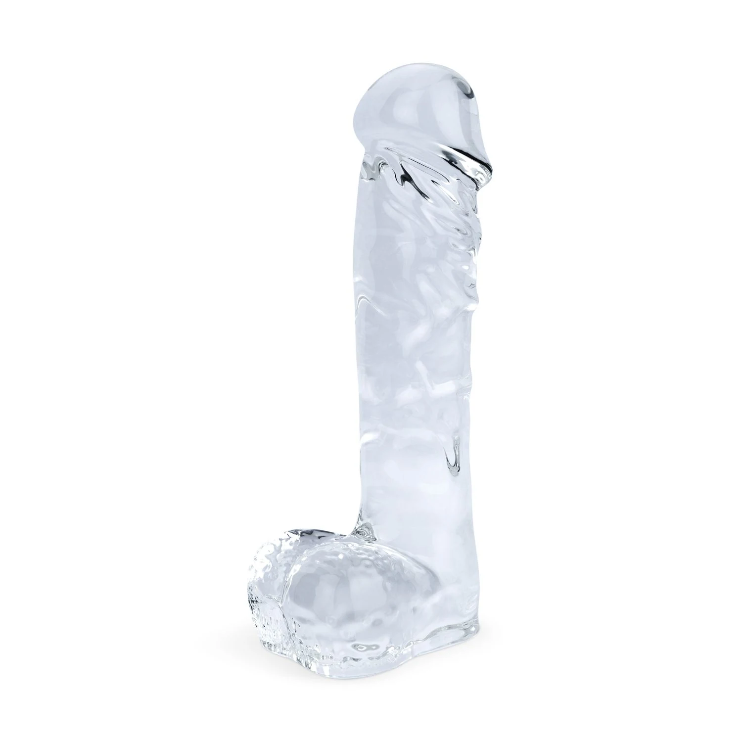 Glazen dildo 18 cm van Gildo met ronde top en transparant glas