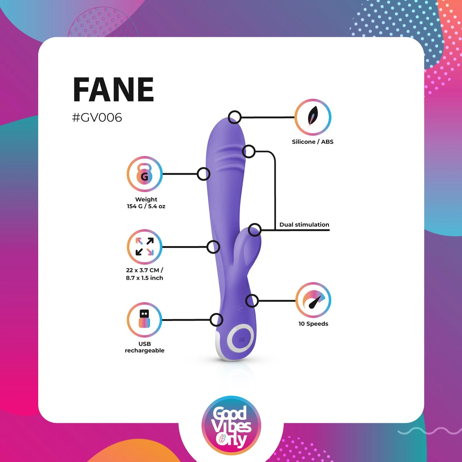 Fane Rabbit Vibrator met pushbutton bediening en 10 standen