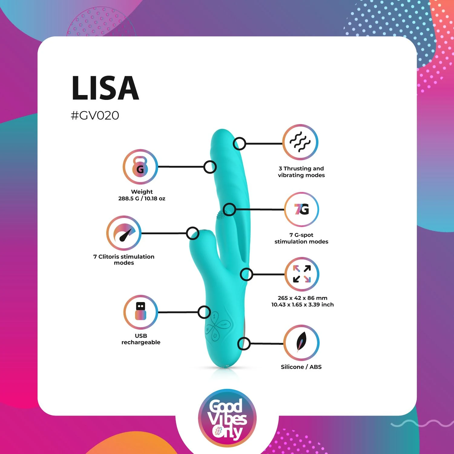 Lisa rabbit vibrator met kloppende G-spot stimulator en clitoris stimulator