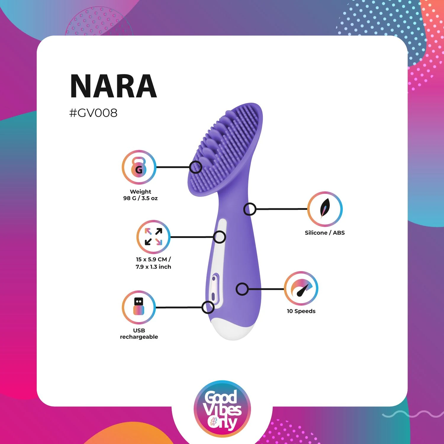 Nara clitoris stimulator van Good Vibes Only, oplaadbaar met USB-kabel