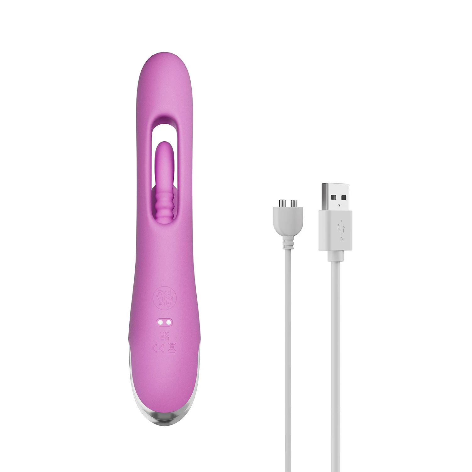 Good Vibes Only Moving Finger vibrator paars, lengte 233 mm en breedte 77 mm