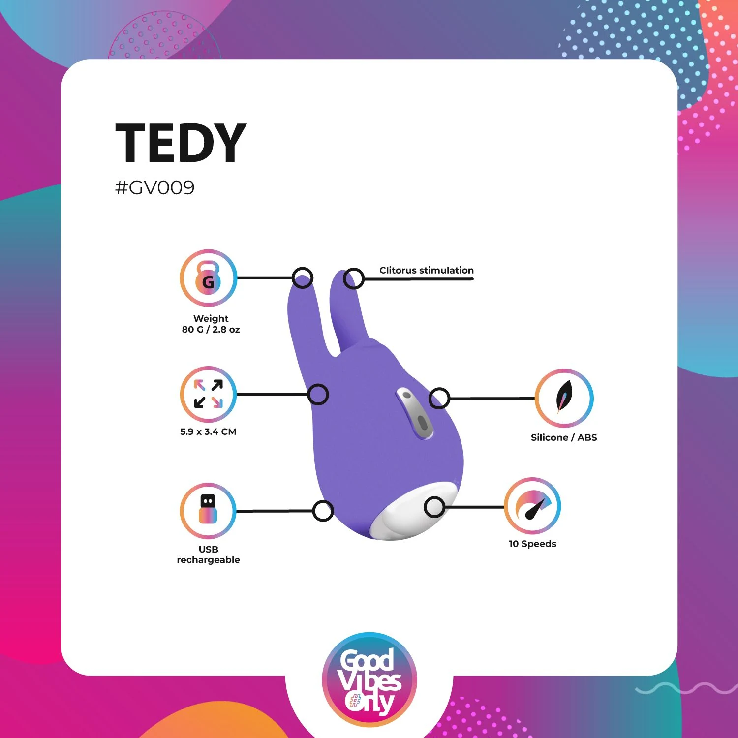 Tedy Clitoris Stimulator van ABS en zacht siliconen