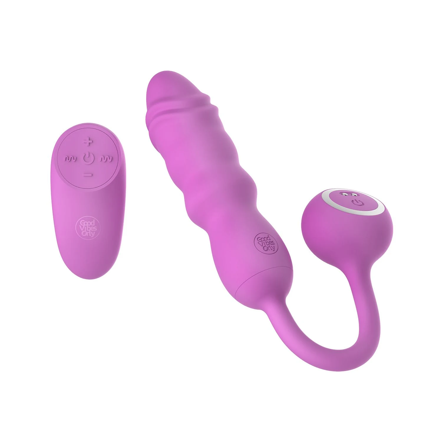 Roze vibrator met twee motoren en draadloze afstandsbediening