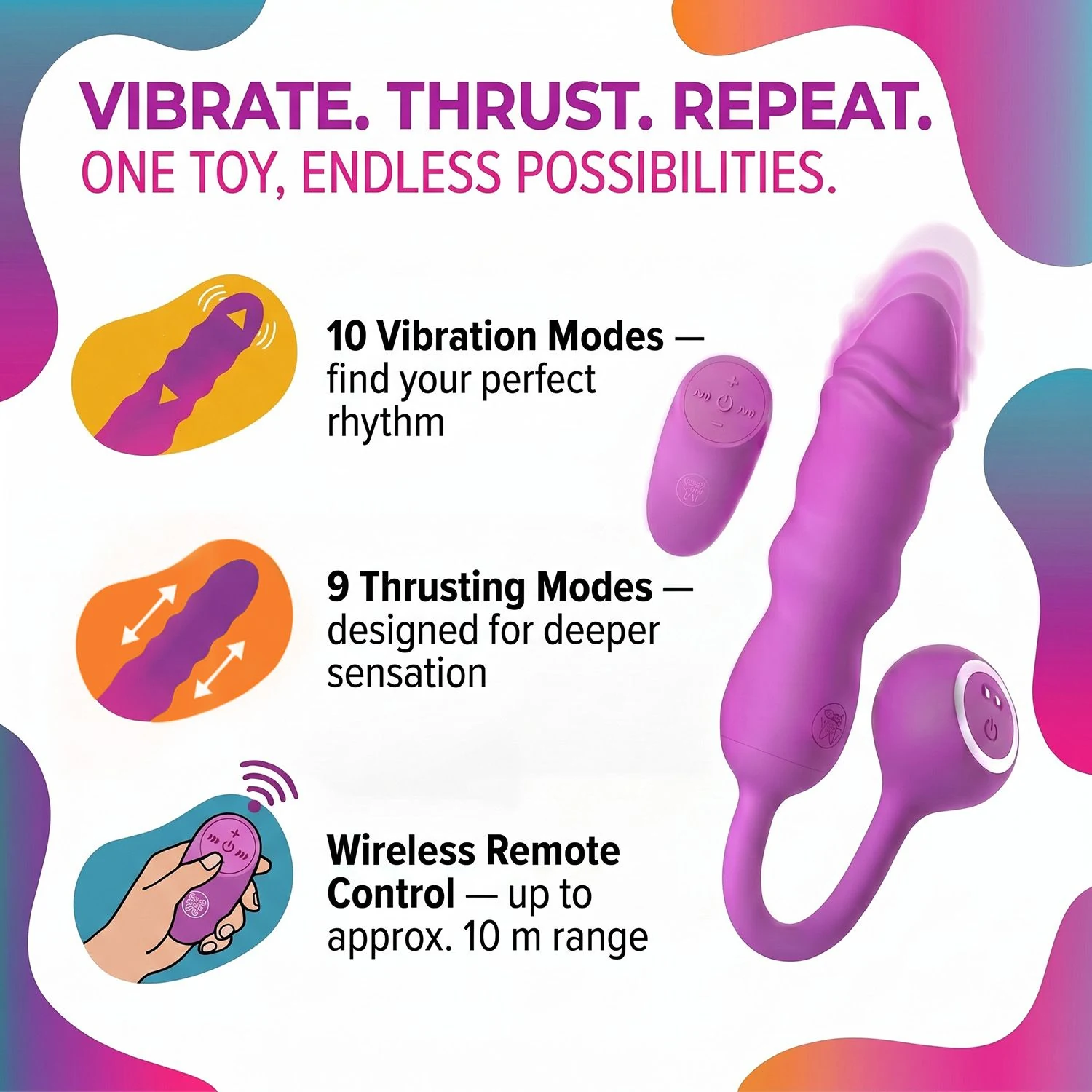 Roze thrusting bullet vibrator van Good Vibes Only met 19 stimulatiestanden