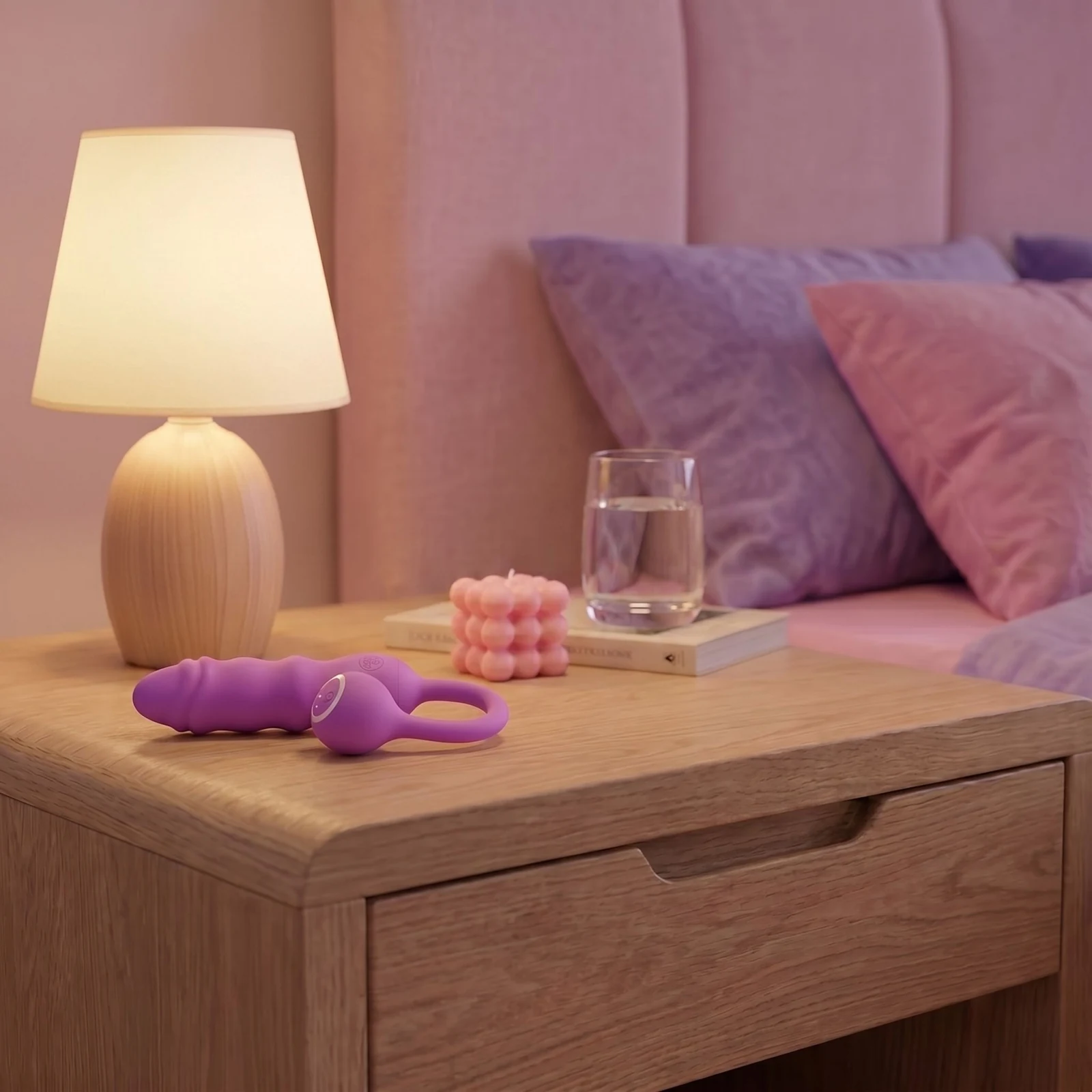 Roze mini vibrator met flexibele verbindingskabel en remote bediening