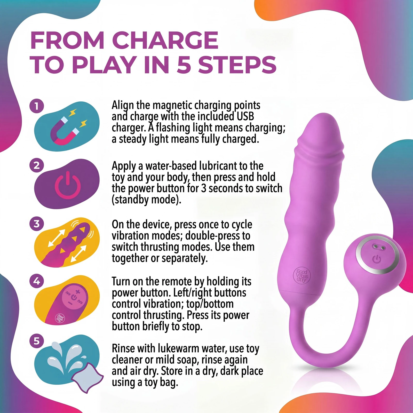 Good Vibes Only roze vibrator voor G-spot en clitoris stimulatie