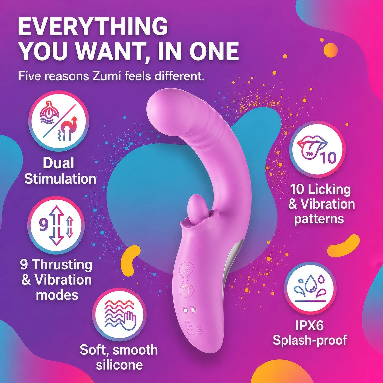 Roze thrusting tong vibrator van Good Vibes Only voor clitoris en vagina