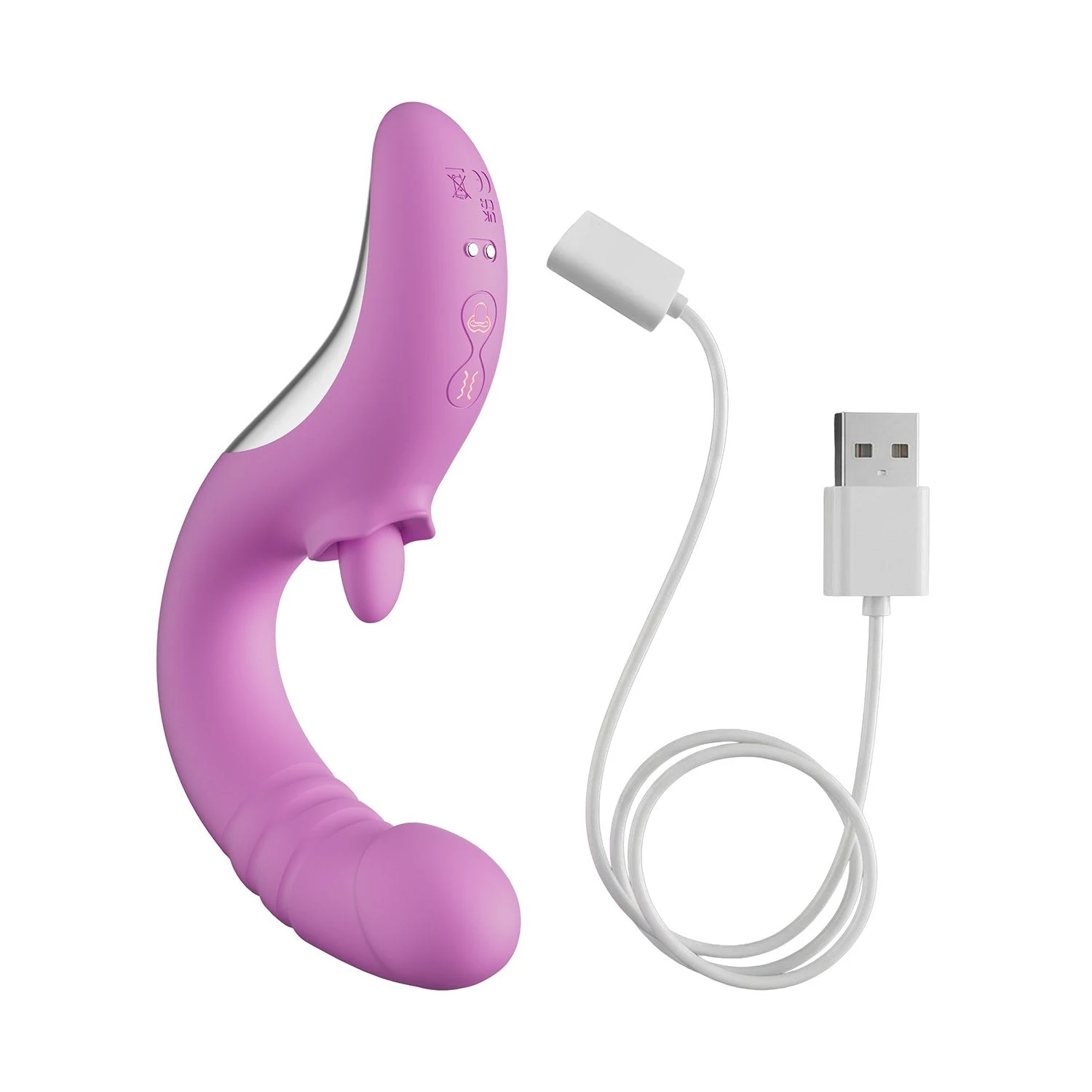 Spatwaterdichte thrusting tong vibrator roze geschikt voor glijmiddel op waterbasis