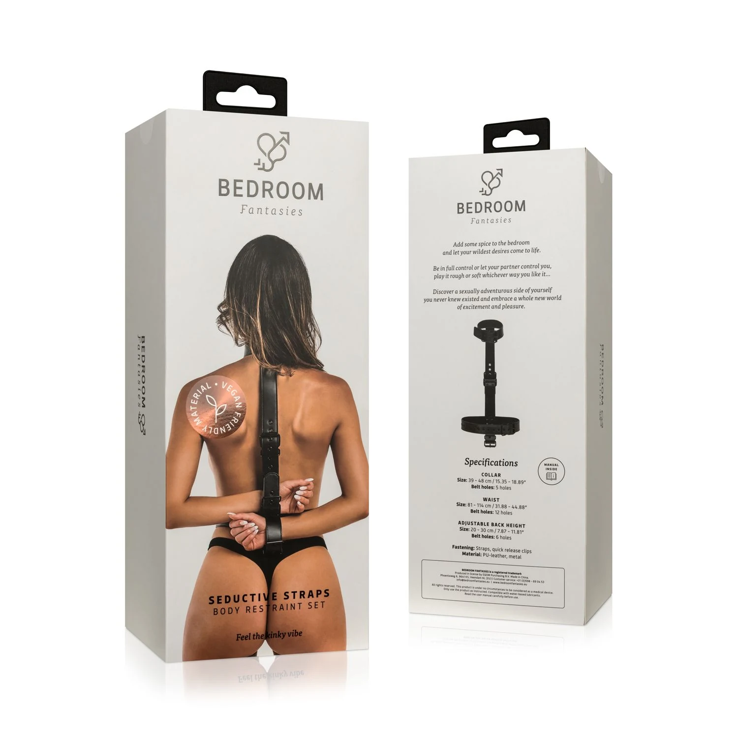 Verstelbare halsband met polsboeien Body Restraint Set, SKU BF011BLK