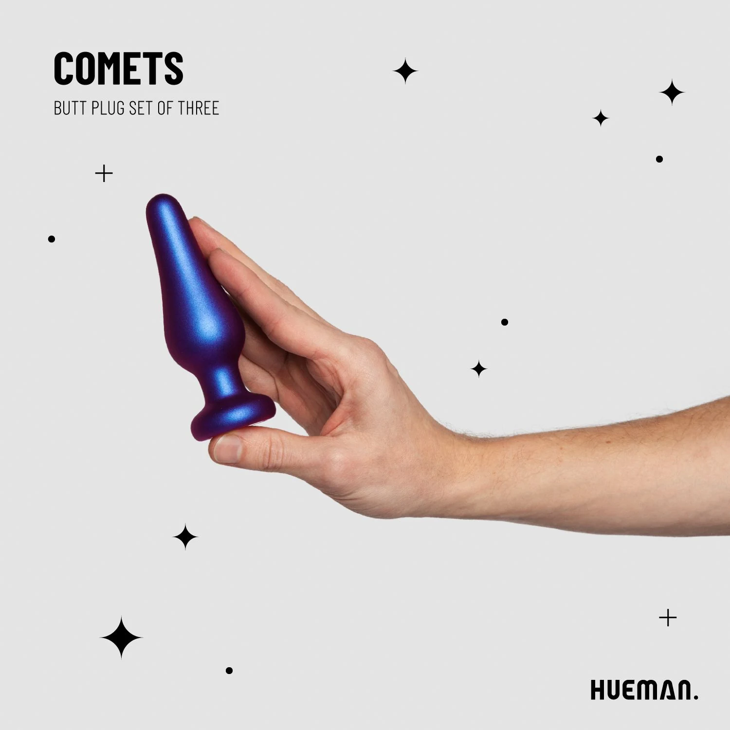 Paarse Hueman Comets Buttplug Set van zacht siliconen
