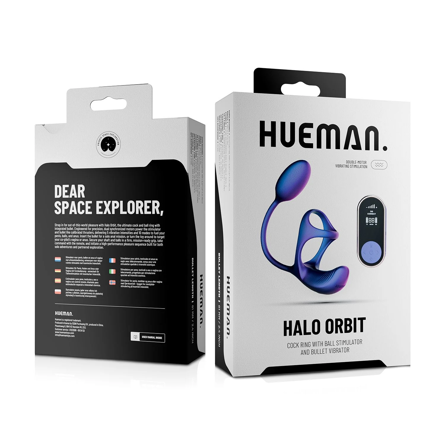 Hueman Halo Orbit cockring met dubbele motoren