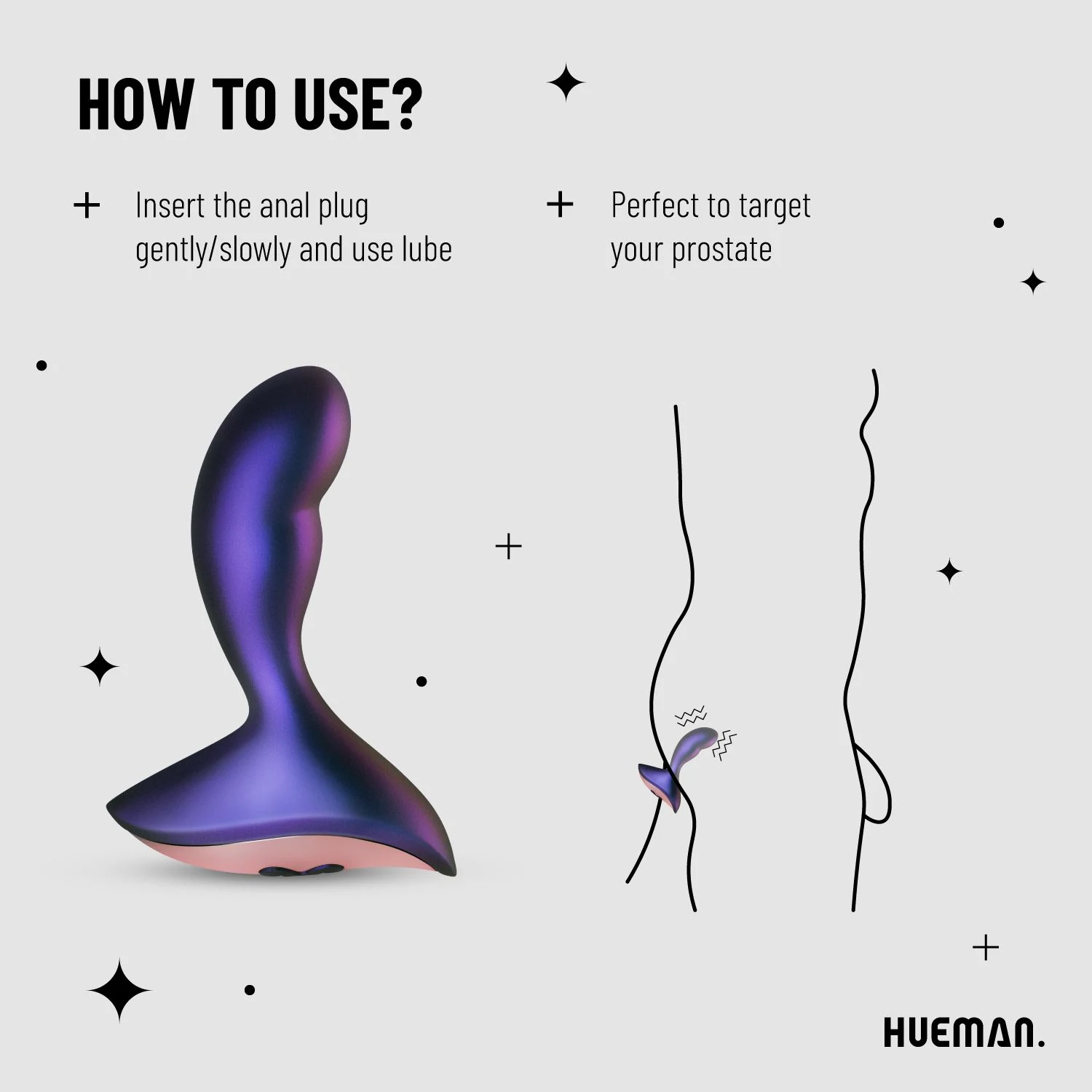 Paarse Hueman Intergalactic anaal vibrator met draadloze afstandsbediening