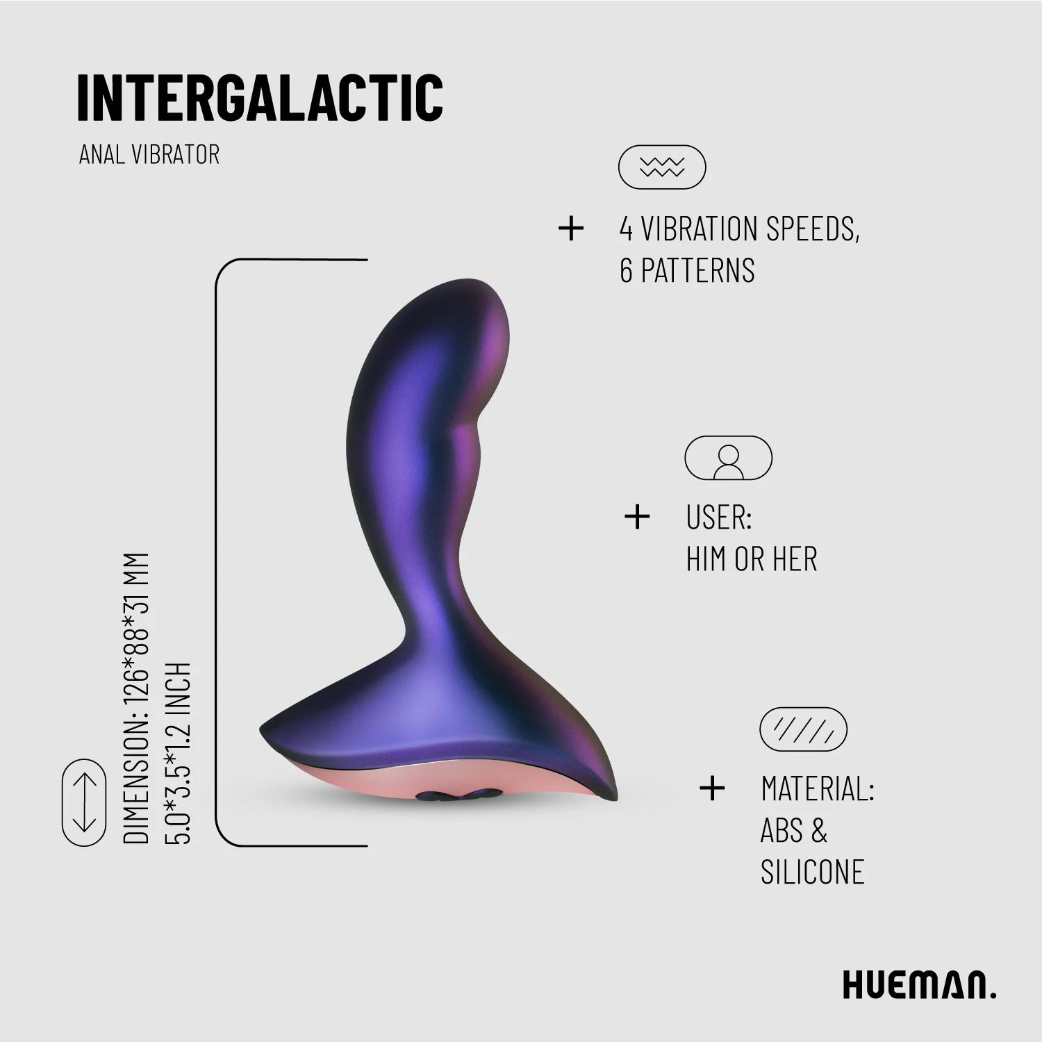 Hueman Intergalactic anaal vibrator met 10 vibratiestanden en variabele trillingen