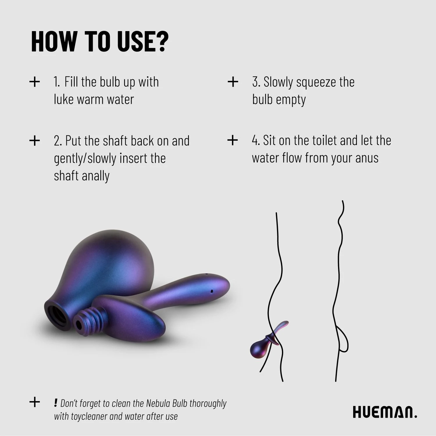 Paarse Hueman Nebula Bulb anaal douche voor unisex gebruik