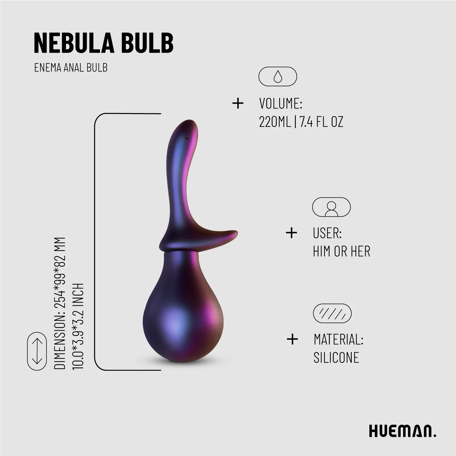 Hueman Nebula Bulb anaal douche met lengte van 254 mm