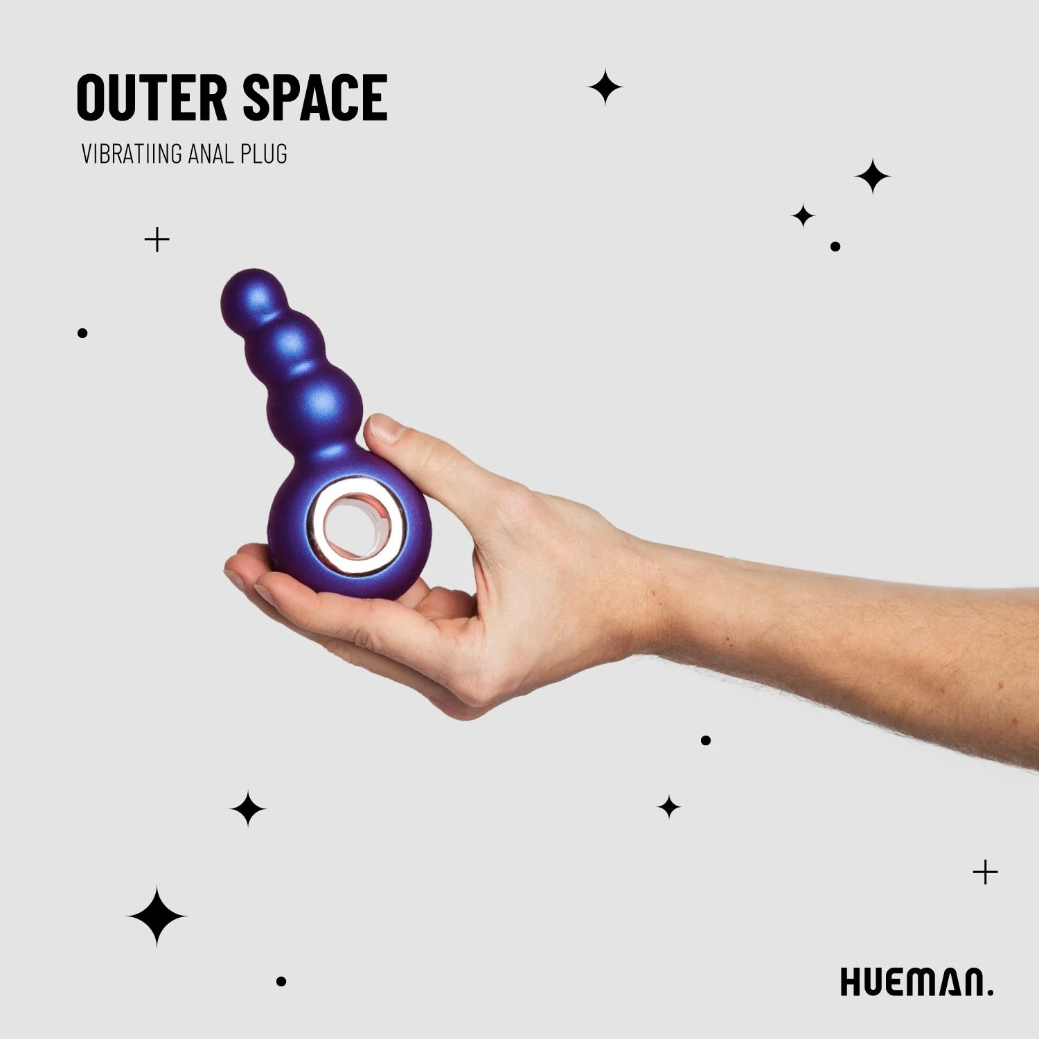 Paarse vibrerende buttplug van Hueman met 10 vibratiestanden