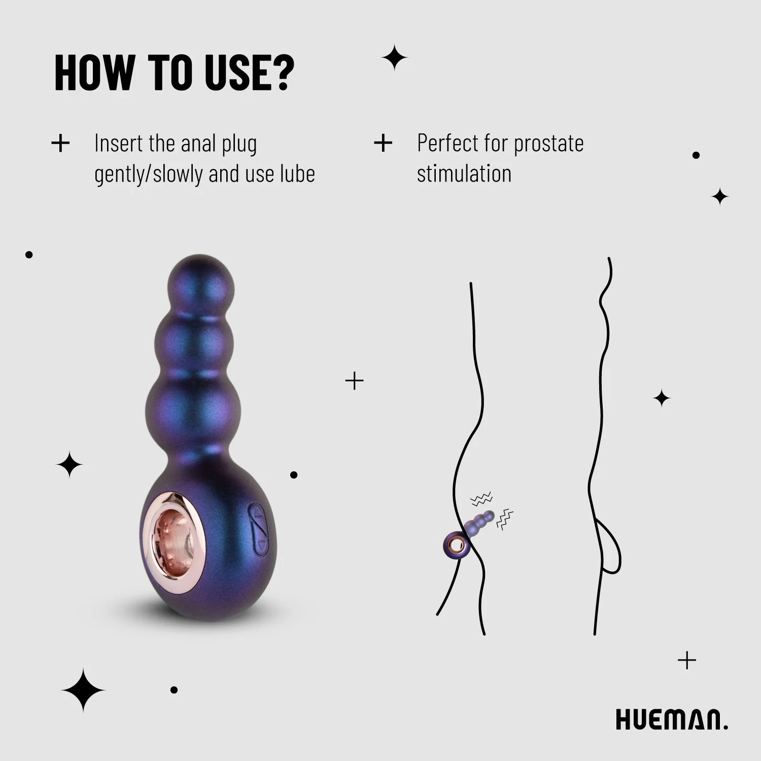 Hueman vibrerende buttplug voor prostaat- en anusstimulatie