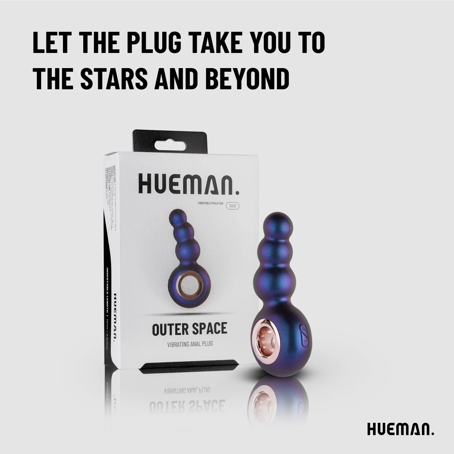 Spatwaterdichte Hueman buttplug met variabele vibratiestanden