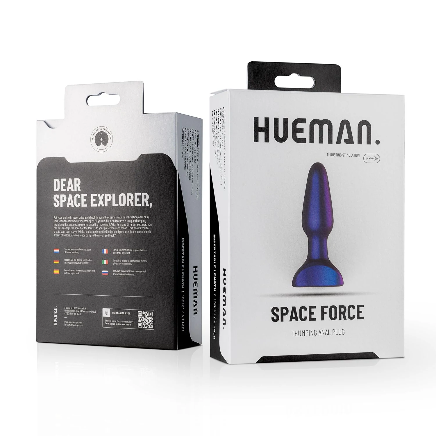 Hueman Space Force buttplug met stoten, pulseren en vibratie
