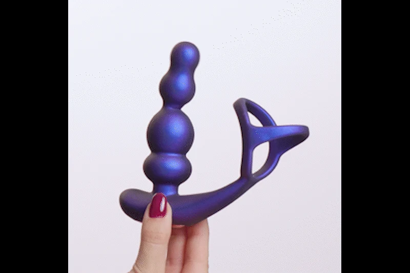 Butt plug met cockring van Hueman met vibratie en rotatie