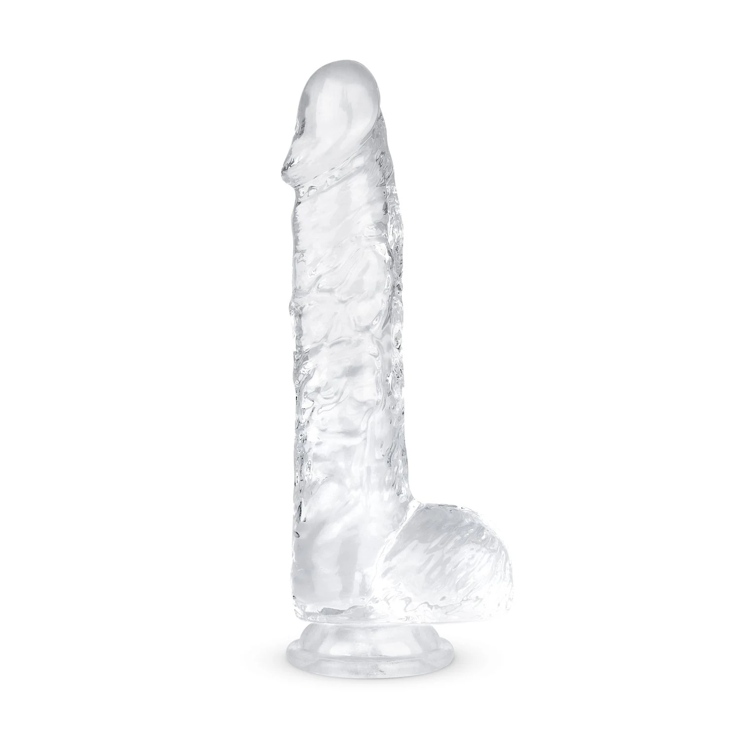 Jelly Dildo met Ballen 15 cm met geaderde schacht