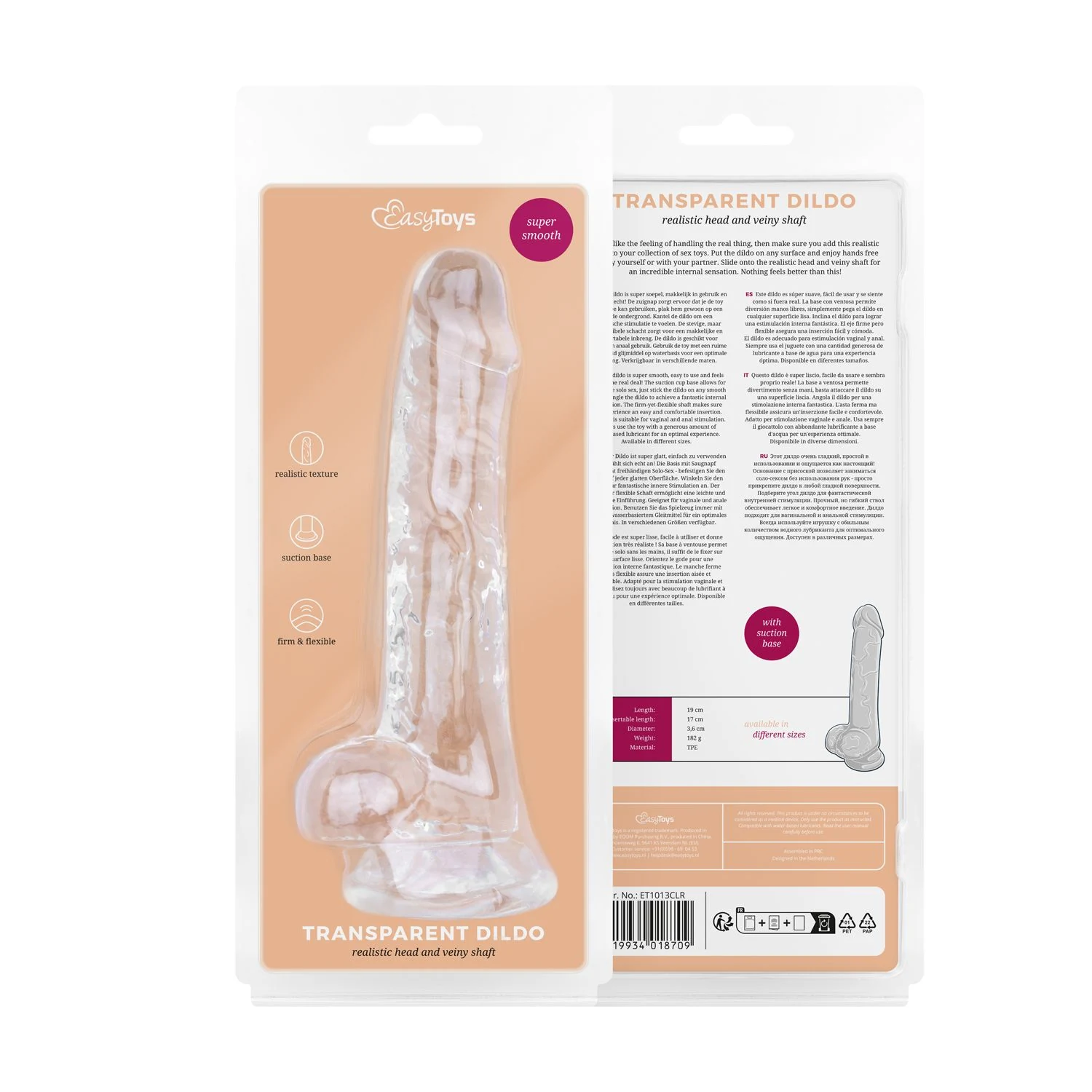 Waterproof jelly dildo met ballen van 17 cm