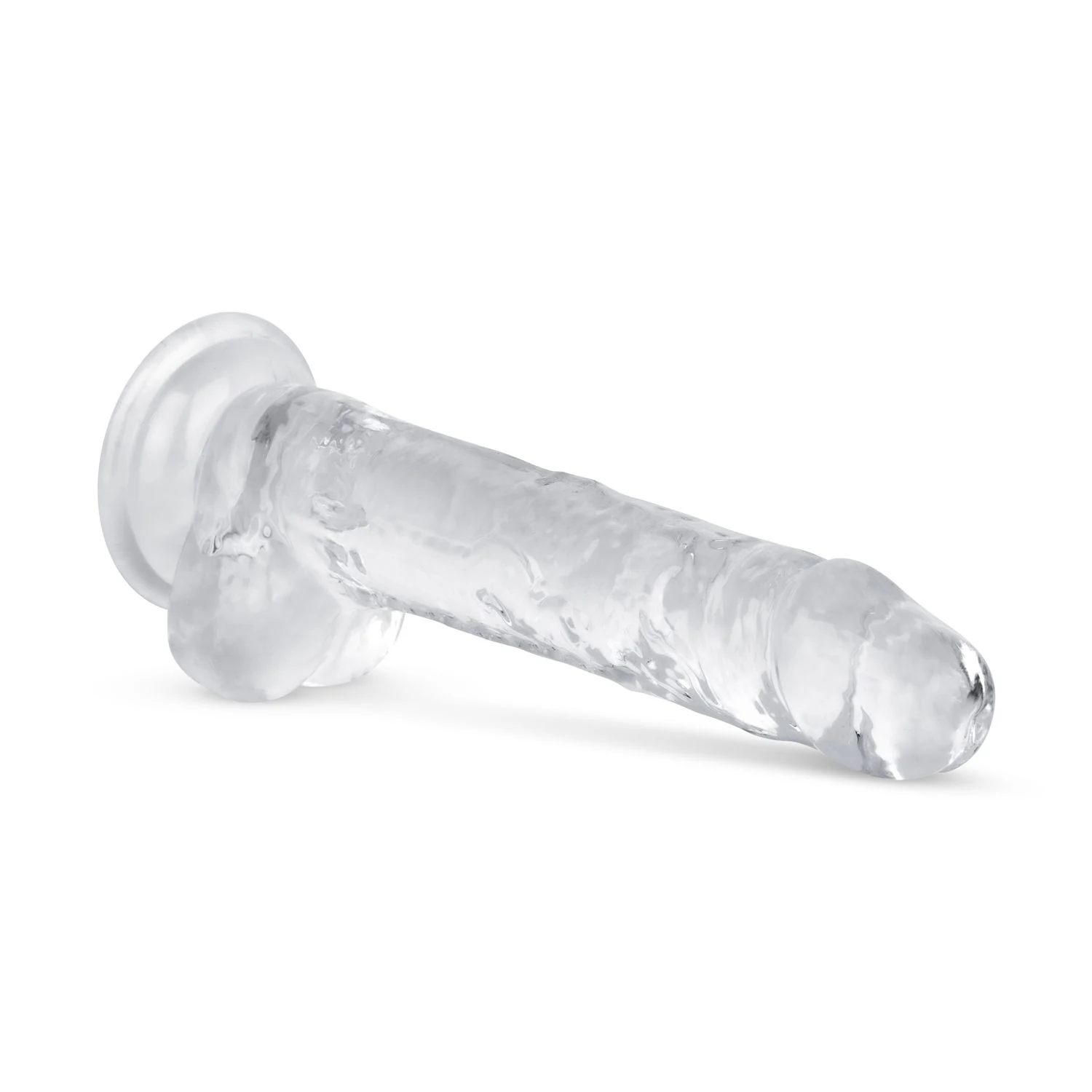 Transparante dildo van 17 cm met ballen