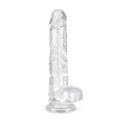 Jelly dildo met ballen van 19 cm in transparante kleur