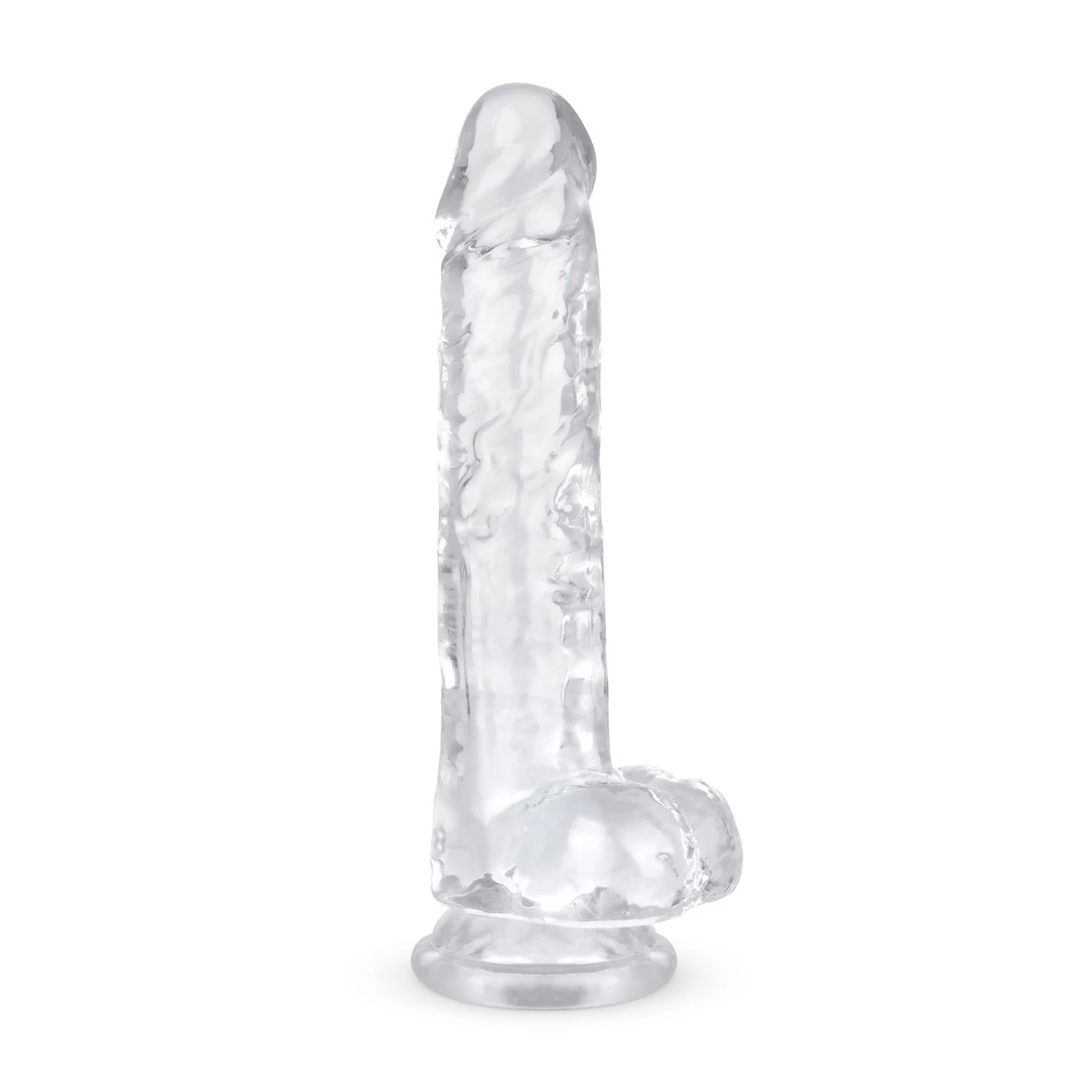 Jelly dildo met ballen van 19 cm in transparante kleur