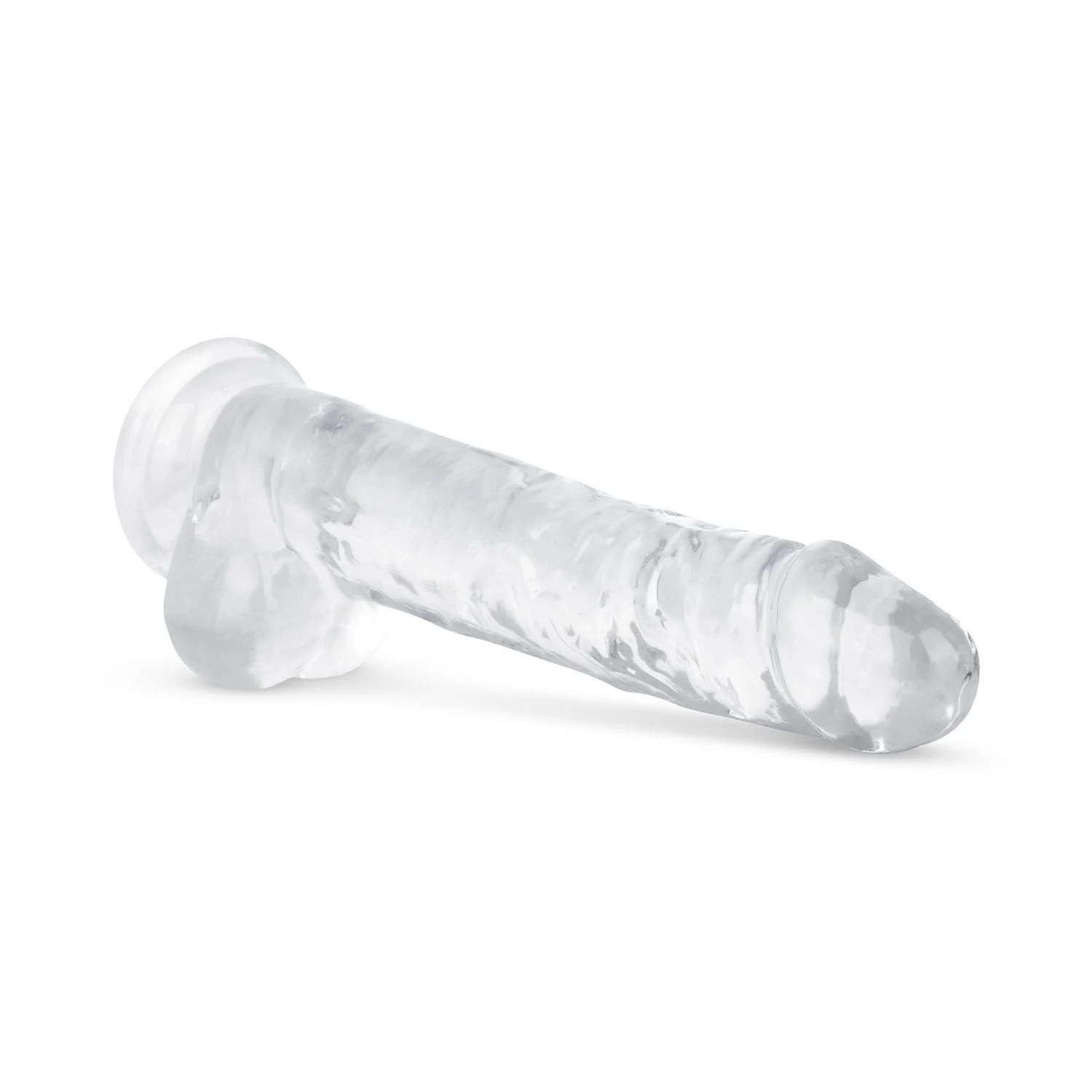 Transparante dildo van zacht jelly met aders structuur