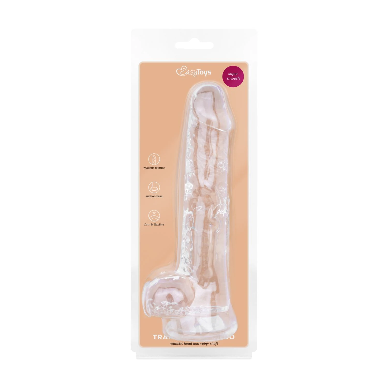 Transparante dildo met zuignap, ballen en 19 cm schacht